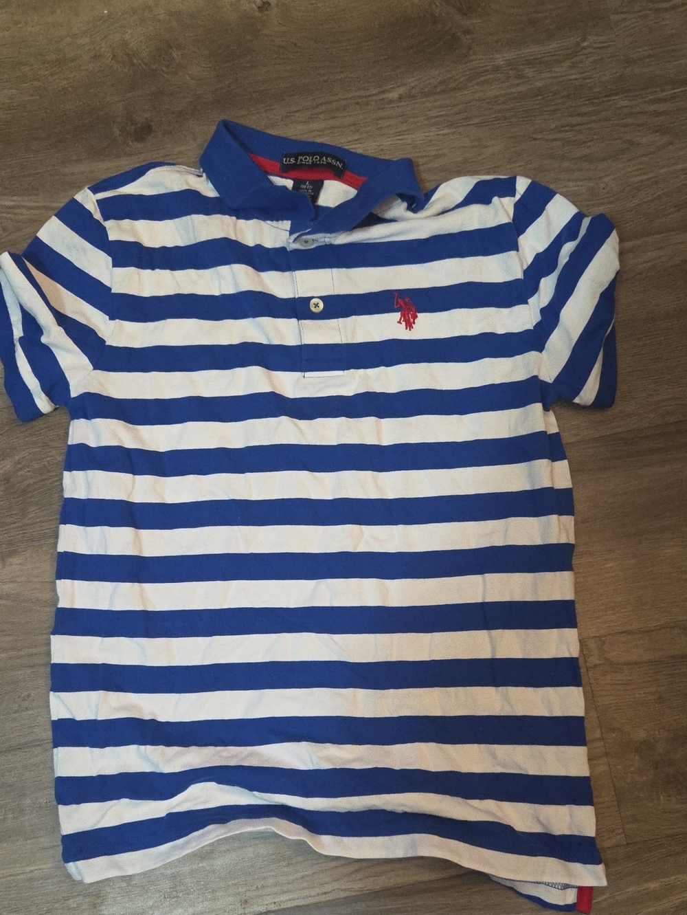 Ralph Lauren Boys Blue & White Striped Polo with Red Pony